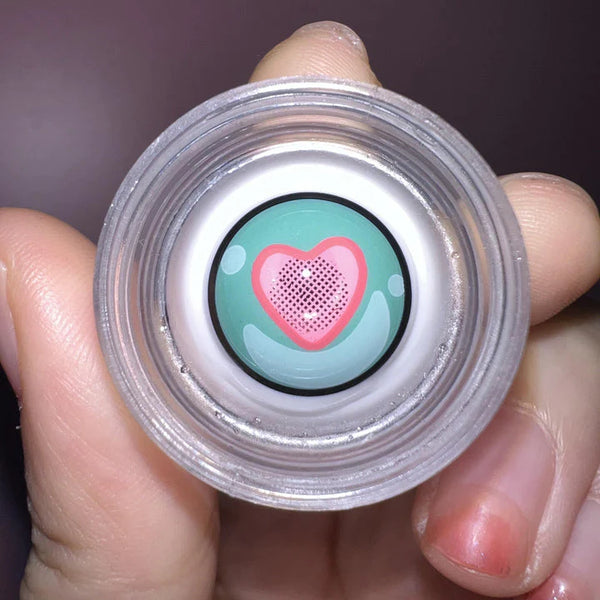 CUTE HEART GREEN CONTACT LENSES(TWO PIECES) KF83779