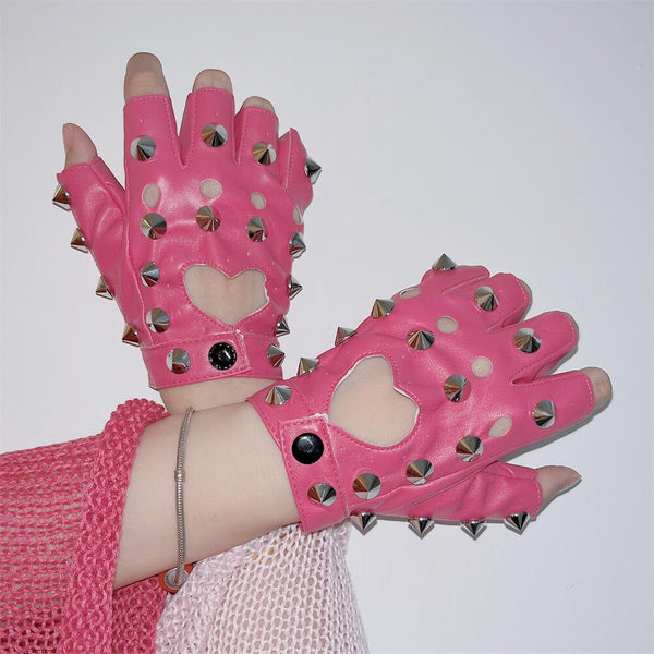 Punk heart hollow gloves yc25006