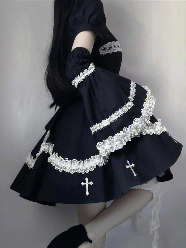 Halloween lolita fluffy little black dress  yc28187
