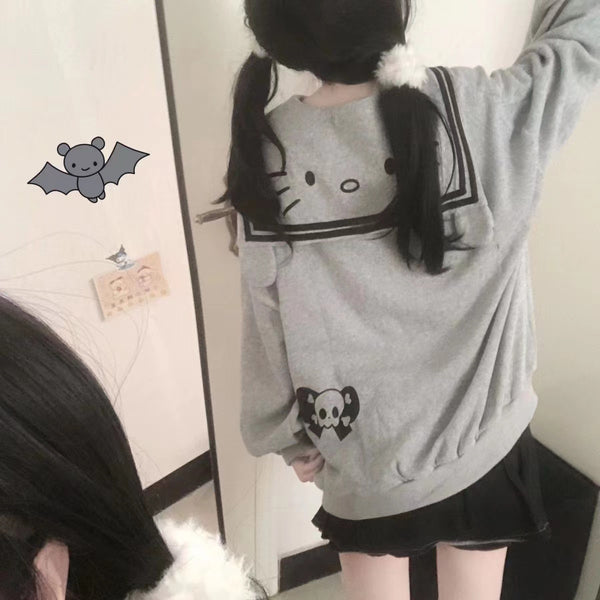 kitty cute soft girl navy collar sweatshirt  yc28153
