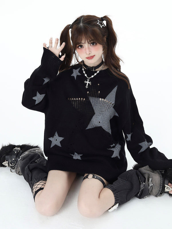 Star Knit Loose Sweater  yc28107