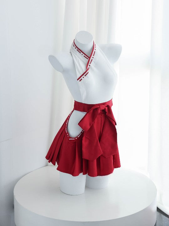 Cute Pleated Skirt Miko Costume Set  yc50414