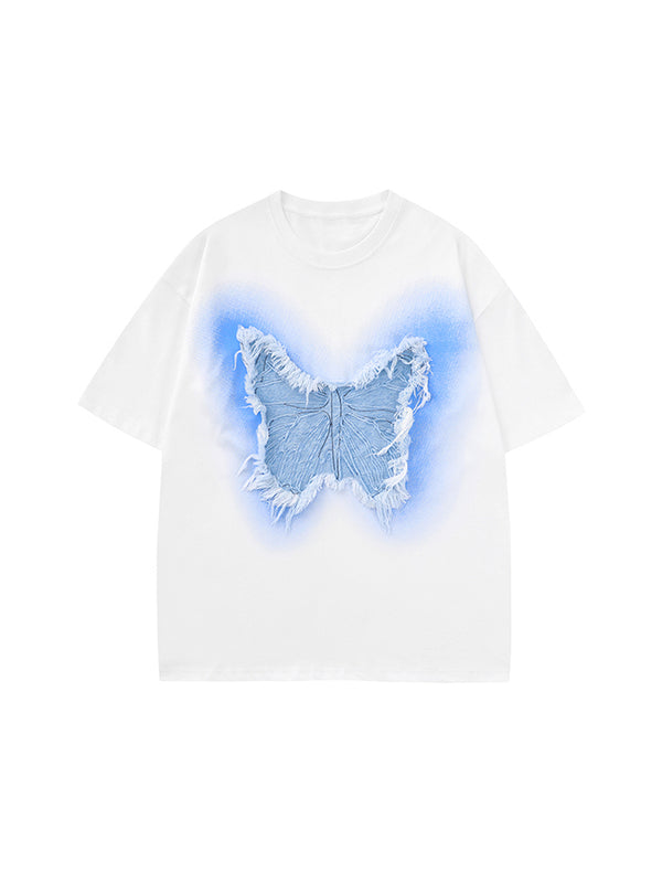 Butterfly embroidered short-sleeve T-shirt   yc50332