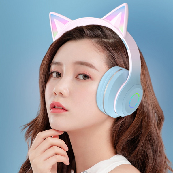 Macaron cat ear bluetooth headset yc25031