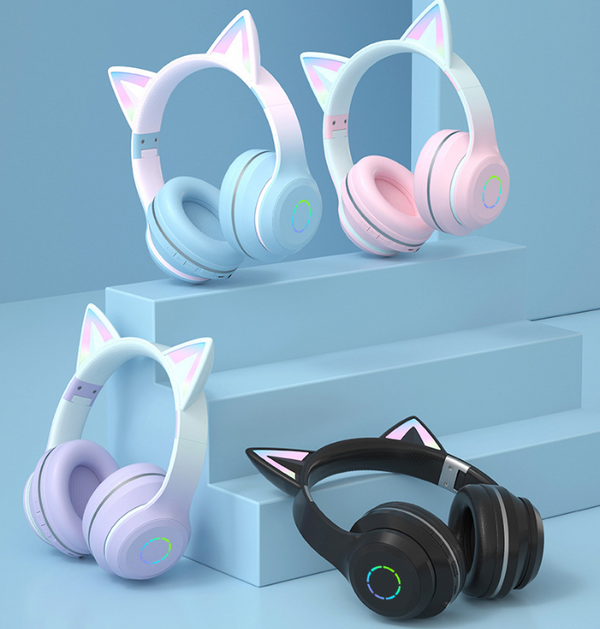 Macaron cat ear bluetooth headset yc25031