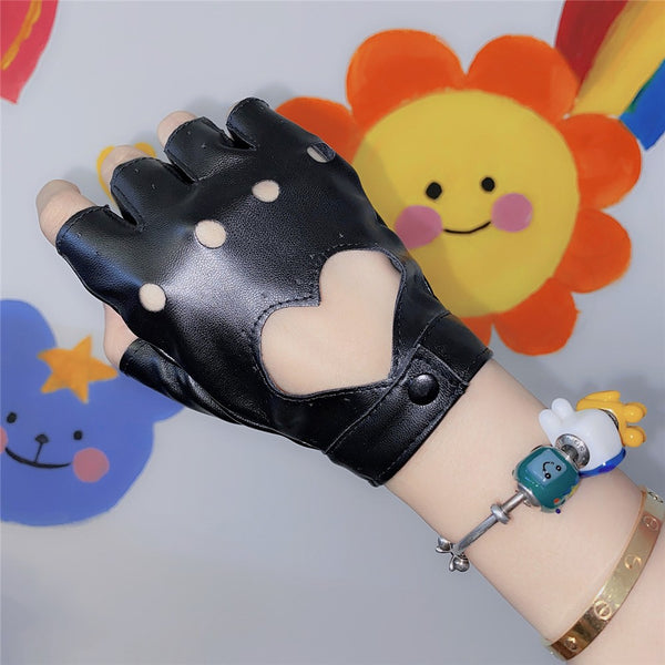 Punk heart hollow gloves yc25006
