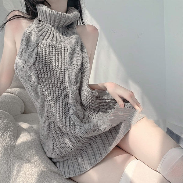 Turtleneck Backless Sweater AN0021