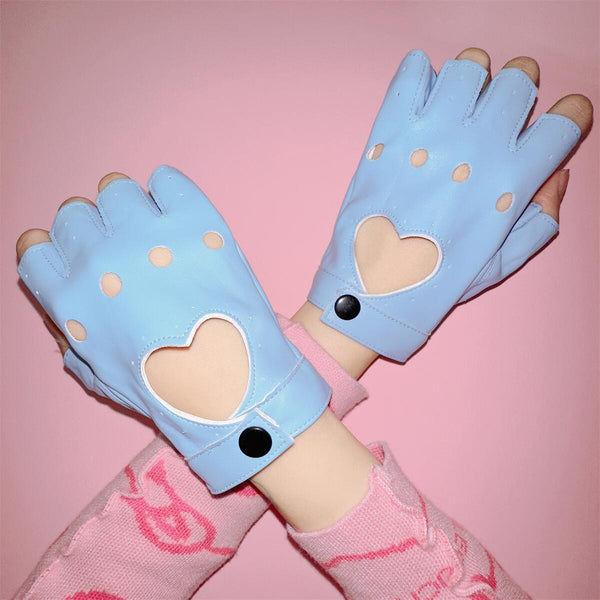Punk heart hollow gloves yc25006