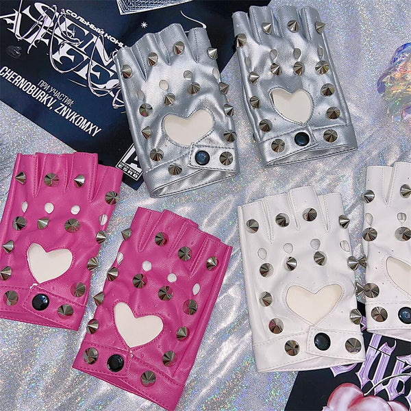 Punk heart hollow gloves yc25006