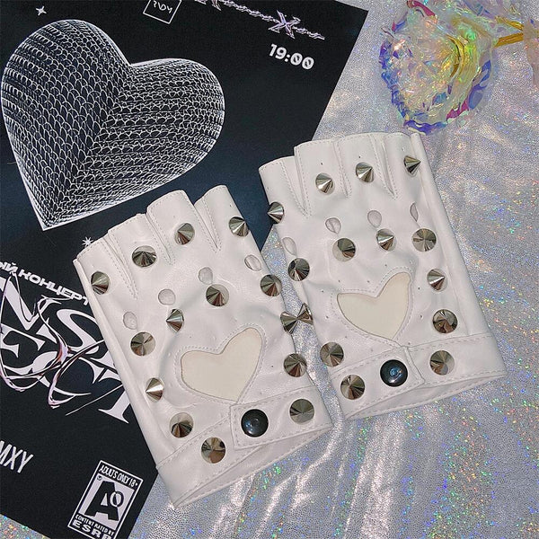 Punk heart hollow gloves yc25006