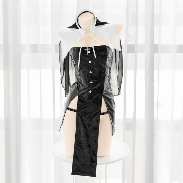 Patent leather hollow nun dress AN0190