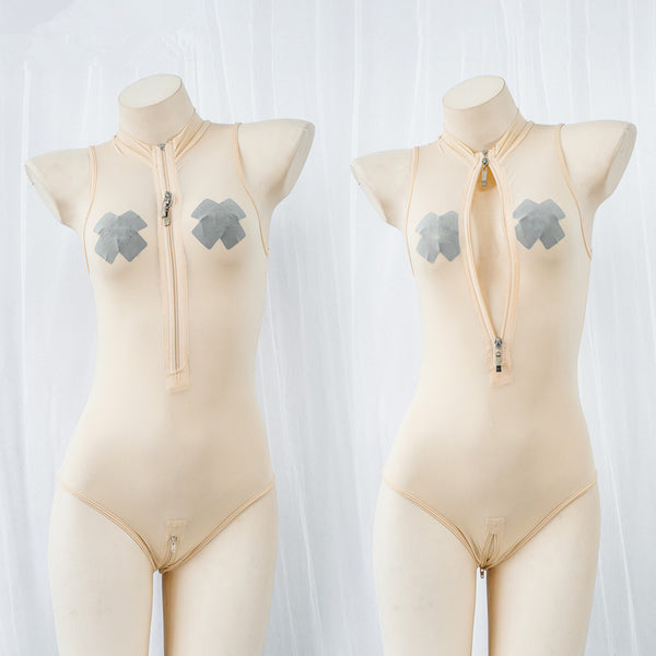 Ultra-thin ice silk zipper swimsuit AN0293