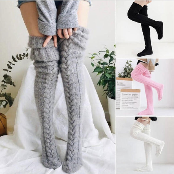 Wool socks knitted knee high socks  AN0118