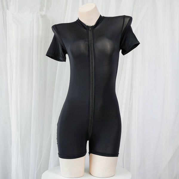 Full zip semi-sheer swimsuit AN0259