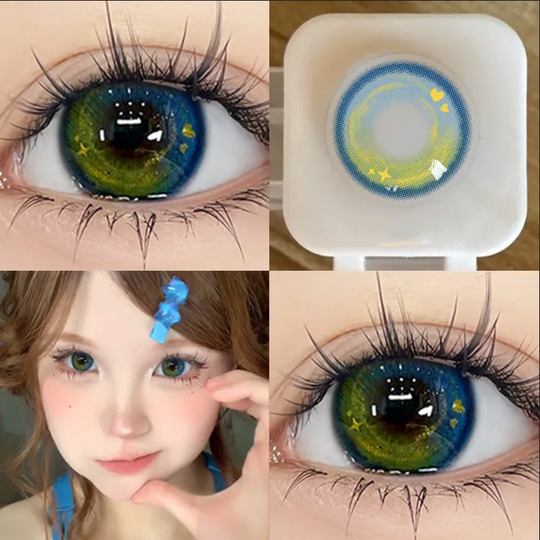 Blue-Green Gradient Contact Lenses (Two Pieces) AN0423