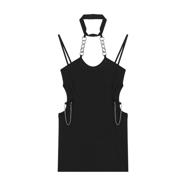 Chain Black Suspender Dress AN0050