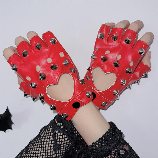Punk heart hollow gloves yc25006