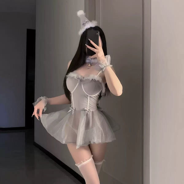 Grey suspender  dress  AN125