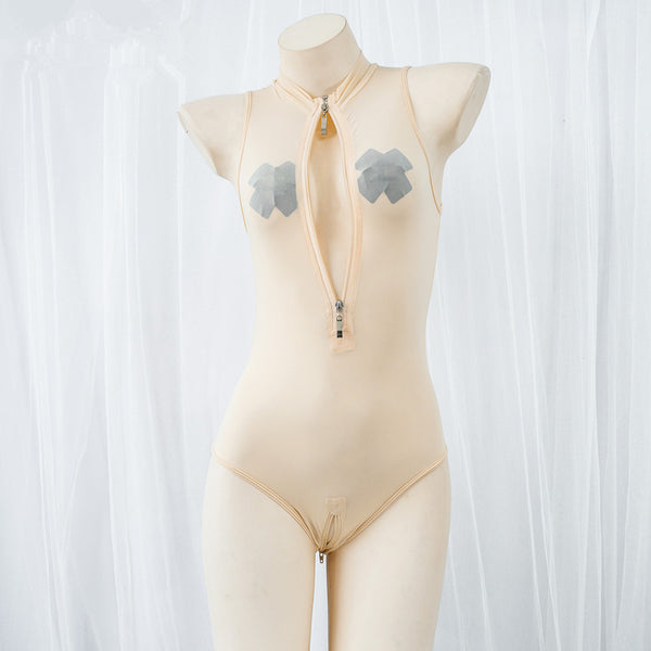 Ultra-thin ice silk zipper swimsuit AN0293