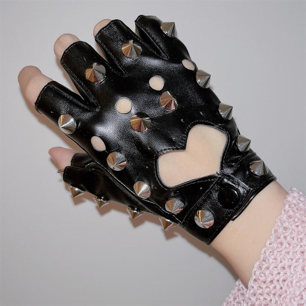 Punk heart hollow gloves yc25006