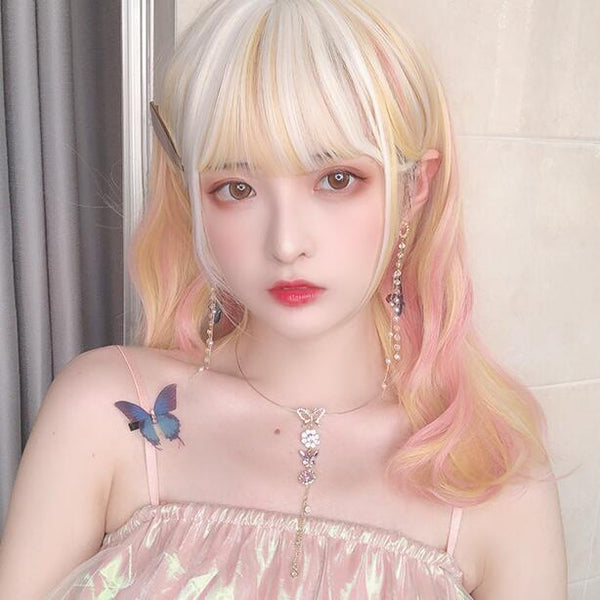 lolita candy color mixed color wig yc23517