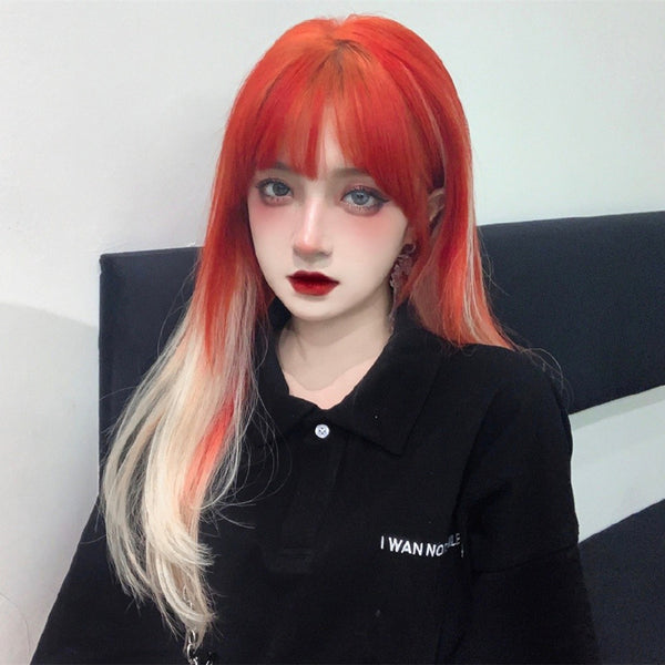 lolita fashion orange gold gradient wig yc23574