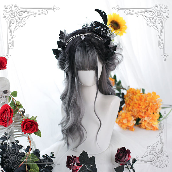 Japanese lolita black gray gradient wig yc23470