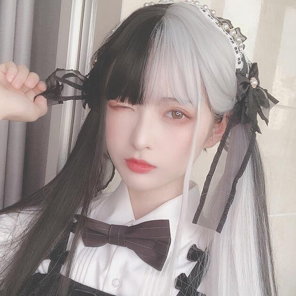 Harajuku Fashion Black Grey Wig yc23523