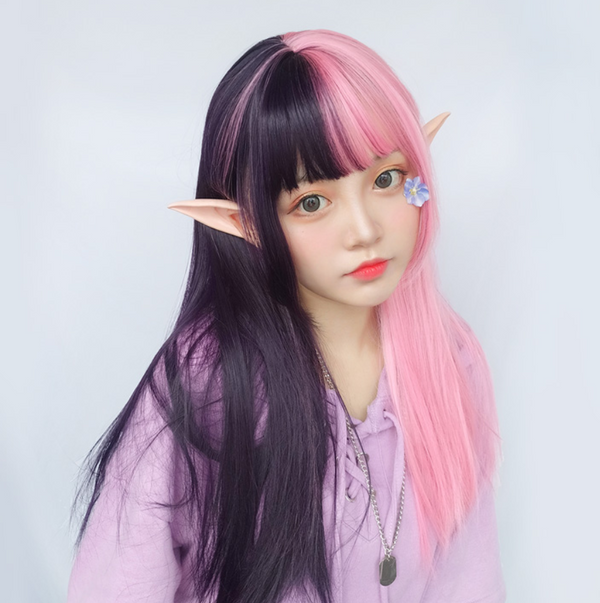 Lolita pink black stitching wig    YC21471