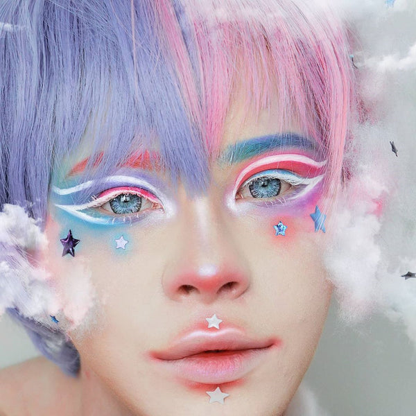 Handsome pink blue wig yc22940