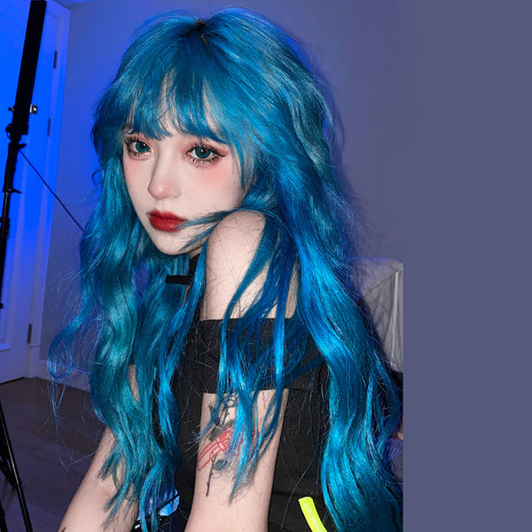 lolita blue and green curly wig YC24150