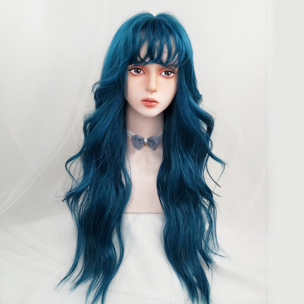 lolita blue and green curly wig YC24150