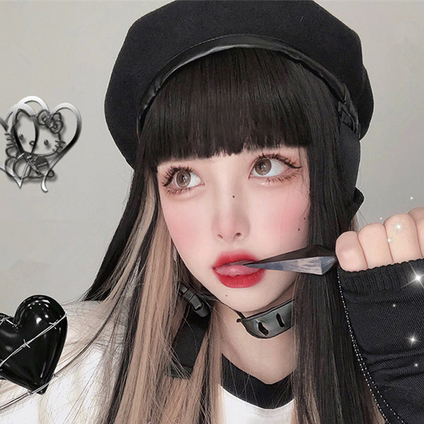 lolita fashion mixed color straight wig yc23400