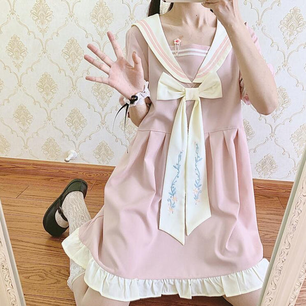 Japanese sweet navy collar dress yc23478