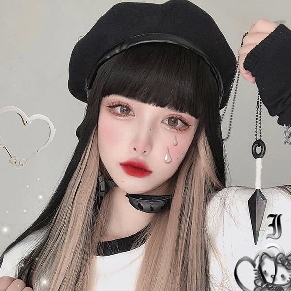 lolita fashion mixed color straight wig yc23400