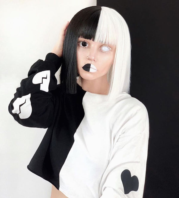 Lolita black + white stitching wig YC21539