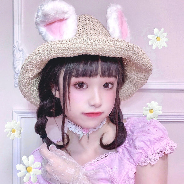 lolita cute style rabbit ear sun hat yc23295