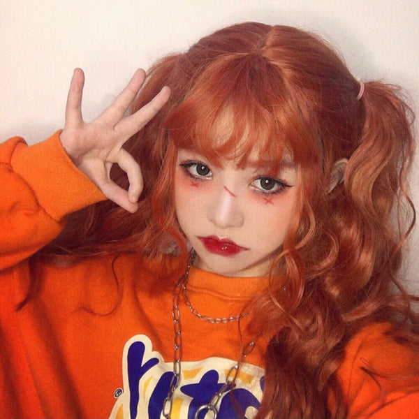 Lolita orange curly wig YC23880