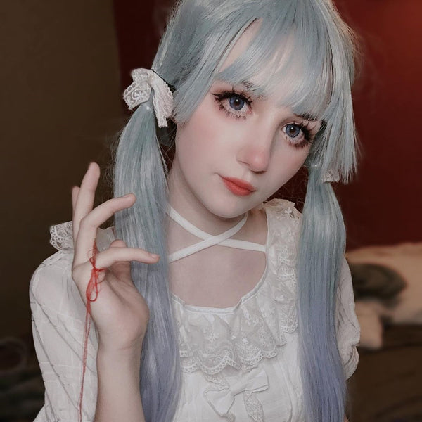 lolita cyan blue gradient wig yc23410