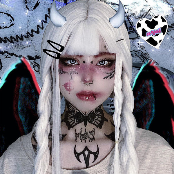 Harajuku lolita white straight wig yc23119