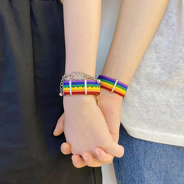 Japanese style rainbow braided bracelet yc23296