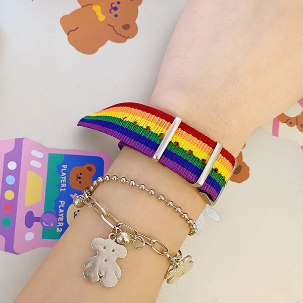 Japanese style rainbow braided bracelet yc23296