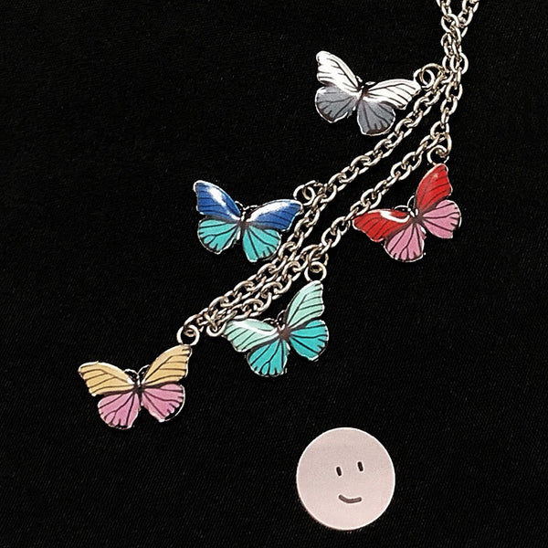 Fashion cool style colorful butterfly necklace yc23130