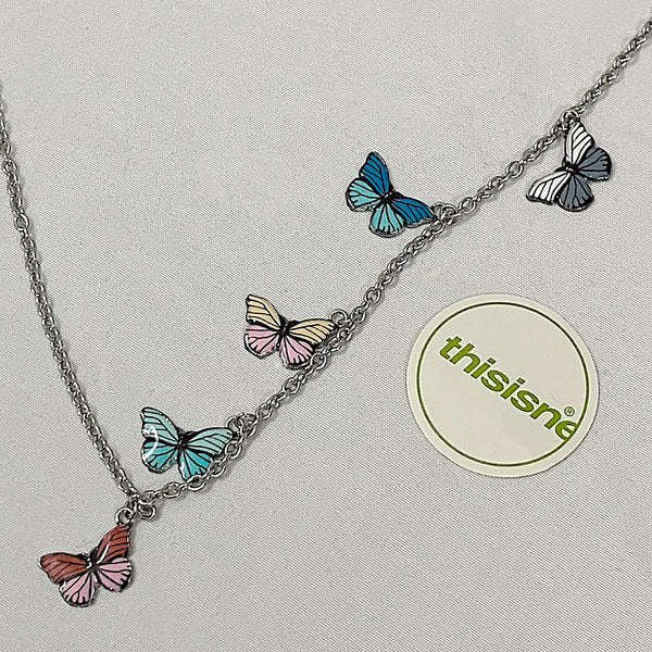 Fashion cool style colorful butterfly necklace yc23130