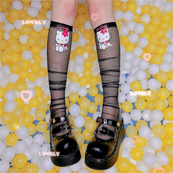 kitty cartoon knee socks yc23824