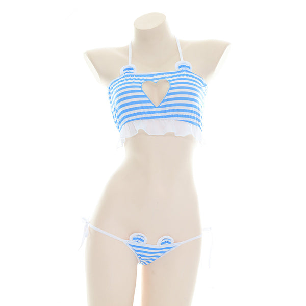 Sexy blue white striped bikini underwear set yc23444