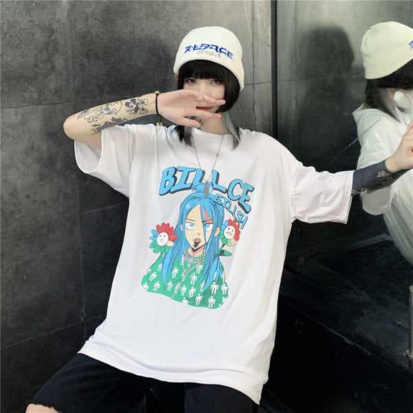 Fashion anime print short sleeve T-shirt yc23445