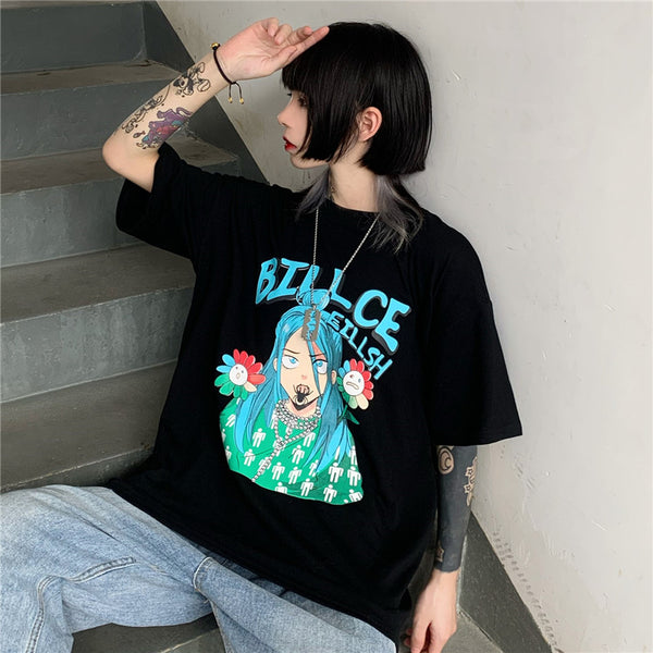 Fashion anime print short sleeve T-shirt yc23445