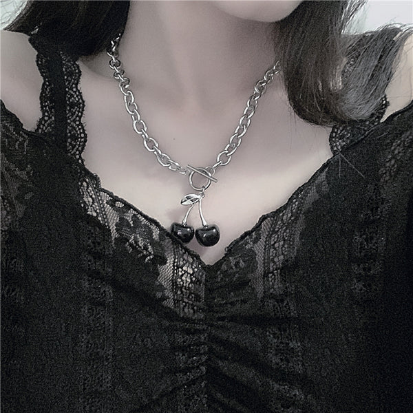 Dark series black cherry necklace yc23387