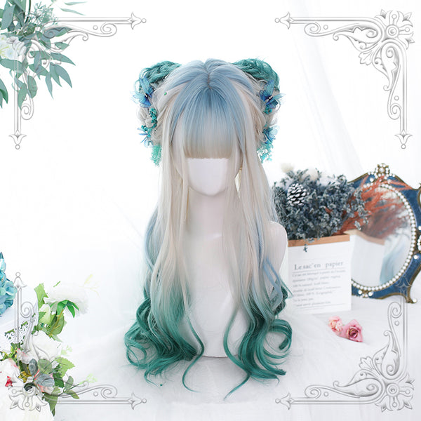 Fashion lolita gradient long curly wig yc23465